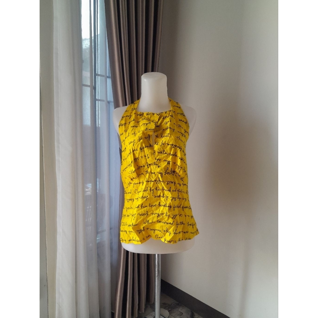 Halter Tanktop Backless Yellow, Yellow Top Backless