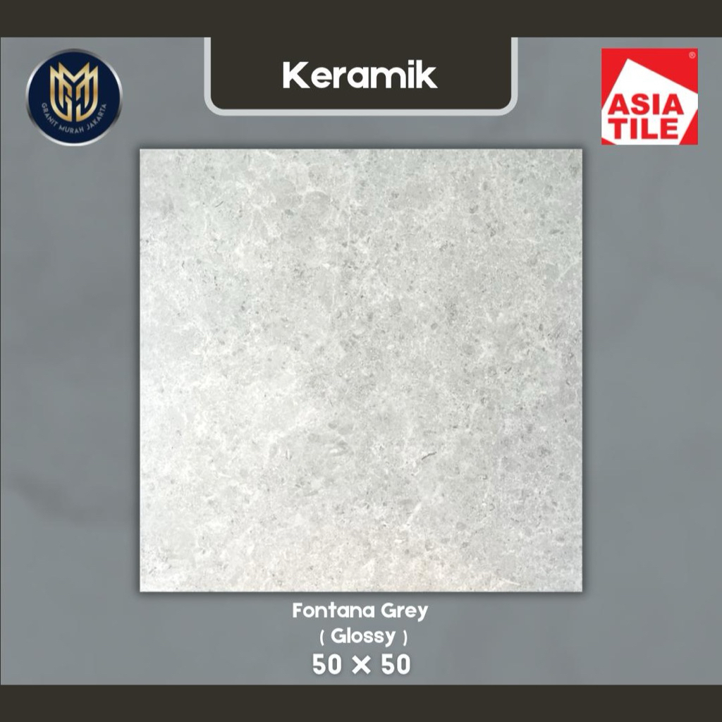 Keramik lantai 50x50 fontana grey glossy - asia tile
