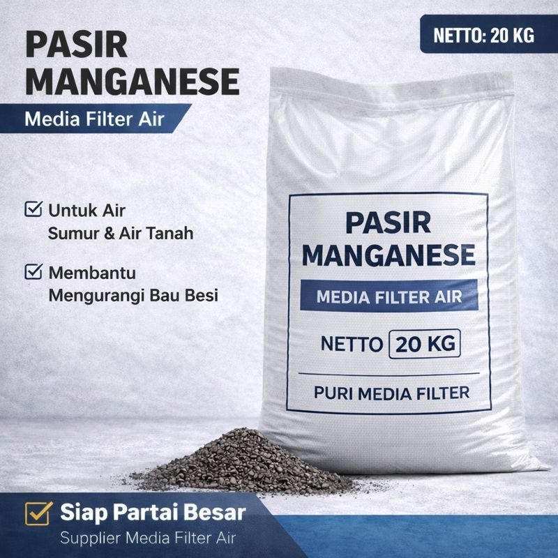 Pasir Manganese 20 KG / Manganese Filter Media / Puri Media Filter Air Menghilangkan Bau Besi & Air 