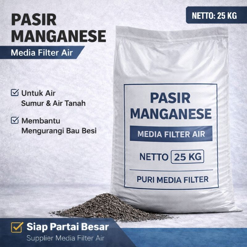 Pasir Manganese 25 KG / Manganese Filter Media / Puri Media Filter Air Menghilangkan Bau Besi & Air 
