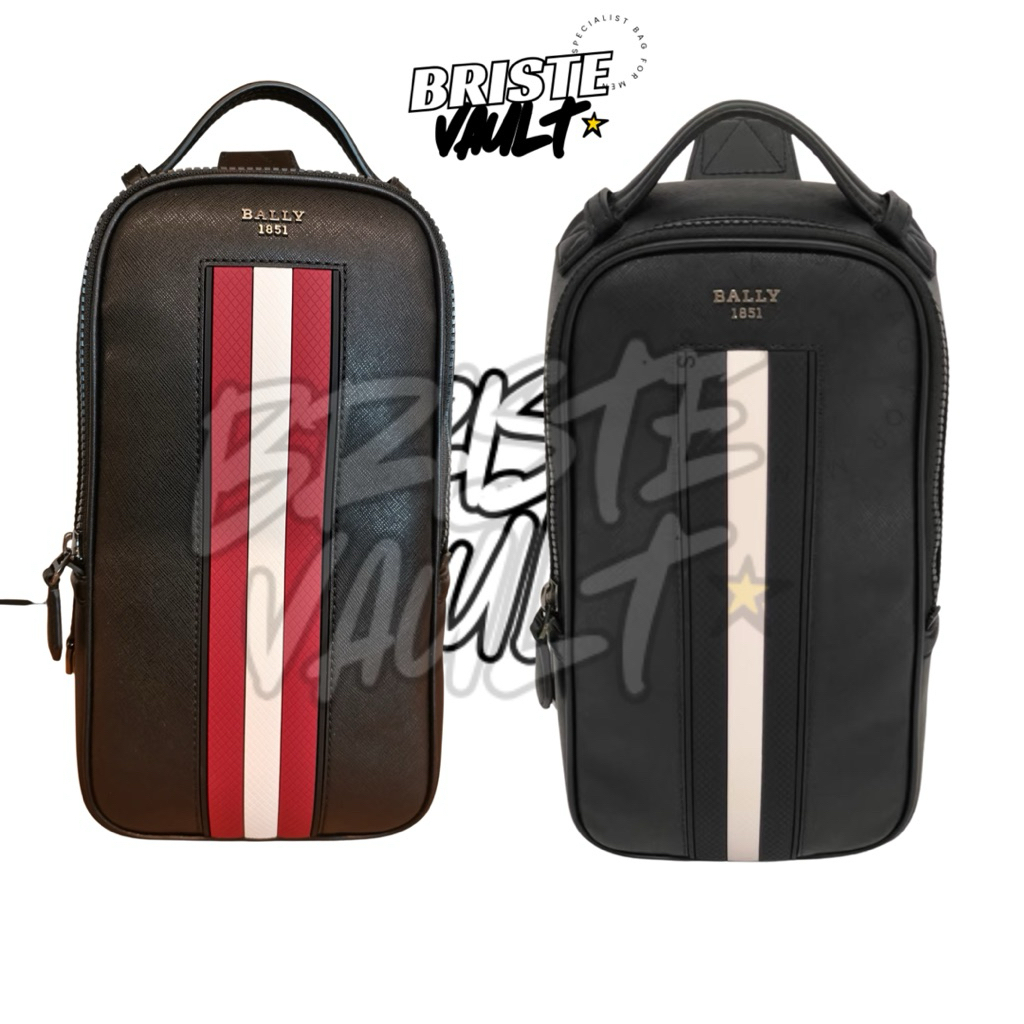 BRISTE VAULT Tas Bally Malikho Slingbag Pria Bally Crossbody Bag Saffiano Leather Original Fullset