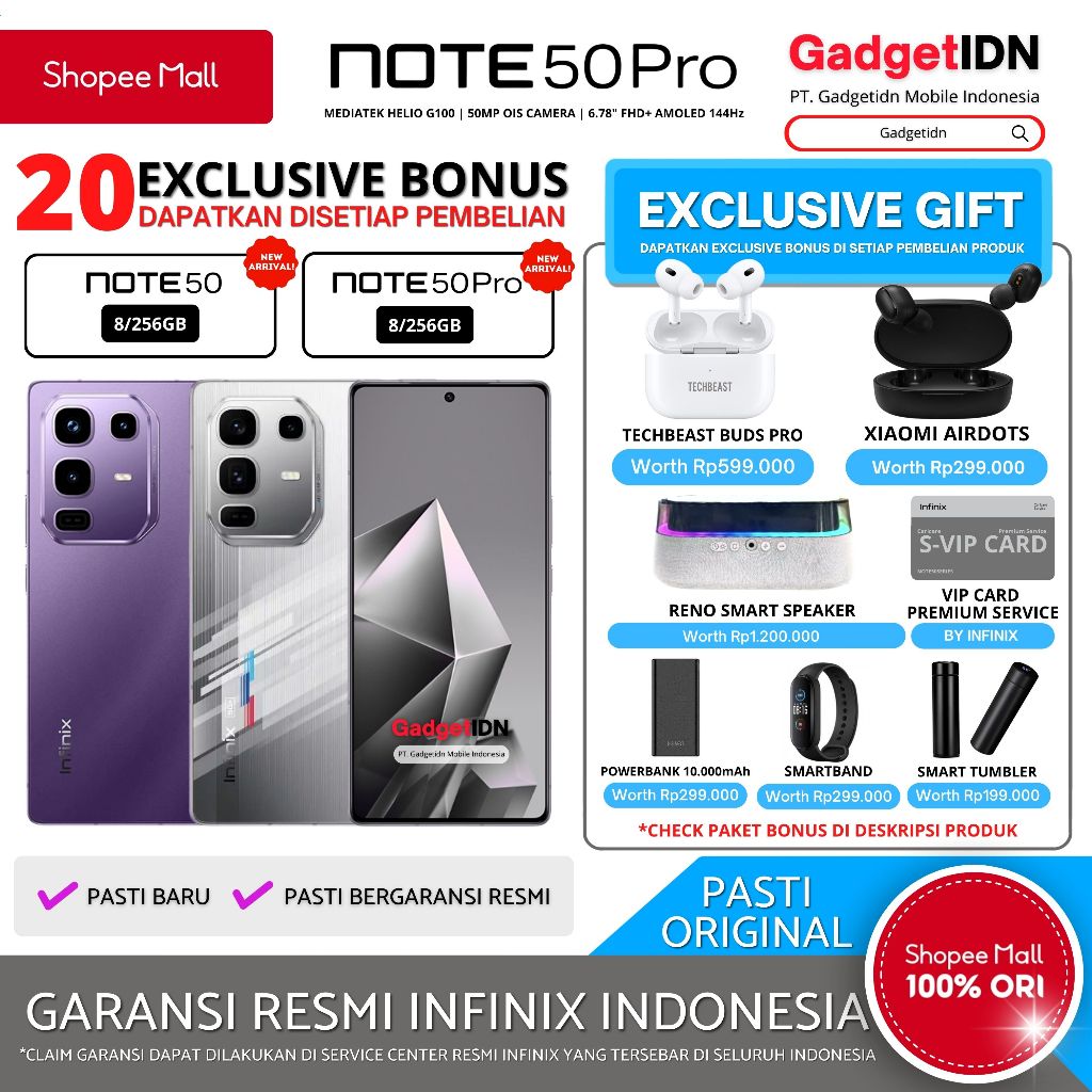 INFINIX Note 50 Pro 8/256GB ( +8GB Extended RAM ) Garansi Resmi INFINIX