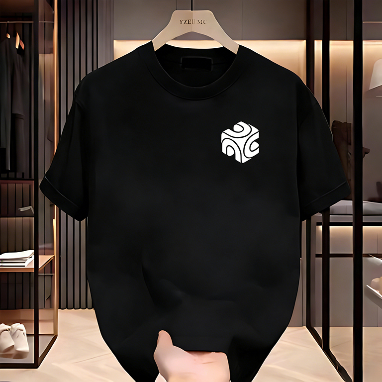 [24S Katun 100%] COD  Kaos Lengan Pendek Motif Logo Geometri Versatile Baju pria Kaos Distro Basic S