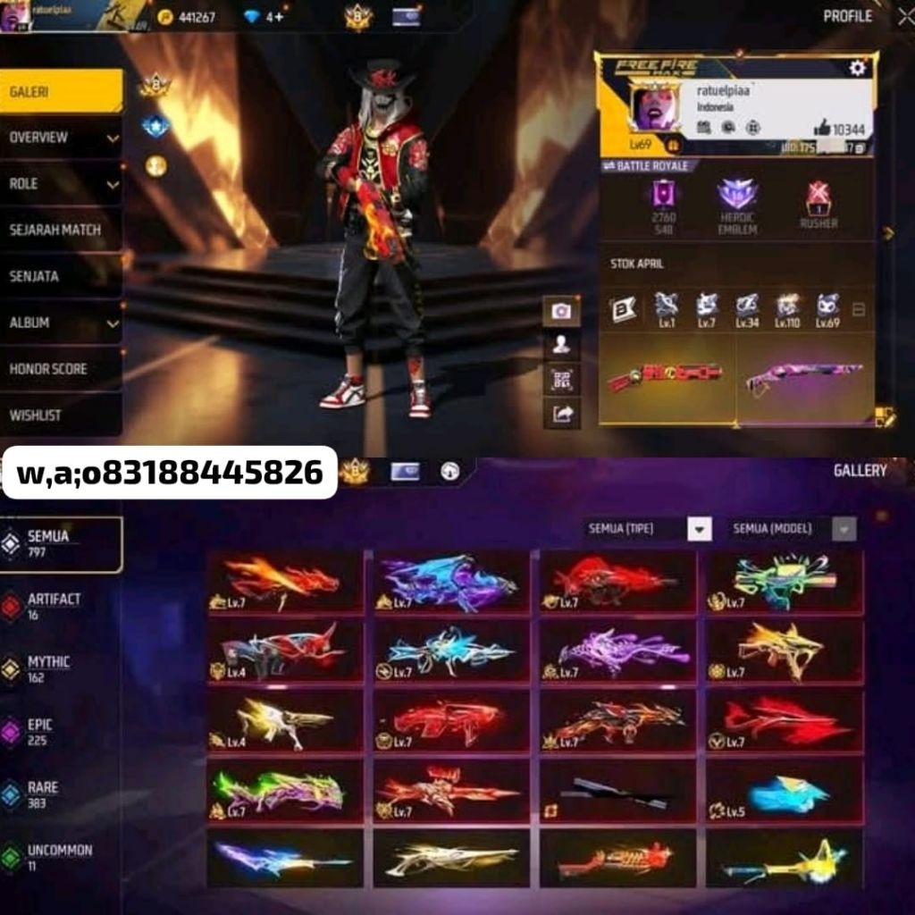 Akun fire free sultan lengkap terbaru