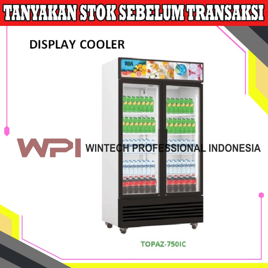 RSA TOPAZ-750IC Showcase 2 Pintu Display Cooler Lemari Kaca Pendingin Minuman Kapasitas 8 Rak - Kulk