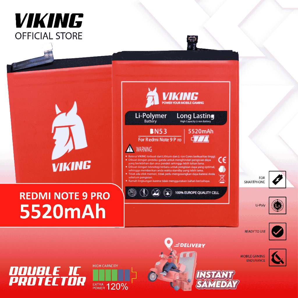 VIKING Baterai Redmi Note 9 Pro - Note 10 Pro BN53 Double Power