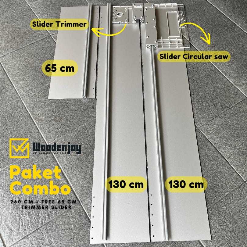 Paket Combo Tracksaw Woodenjoy 260 cm Free 65 cm + Trimmer Slider