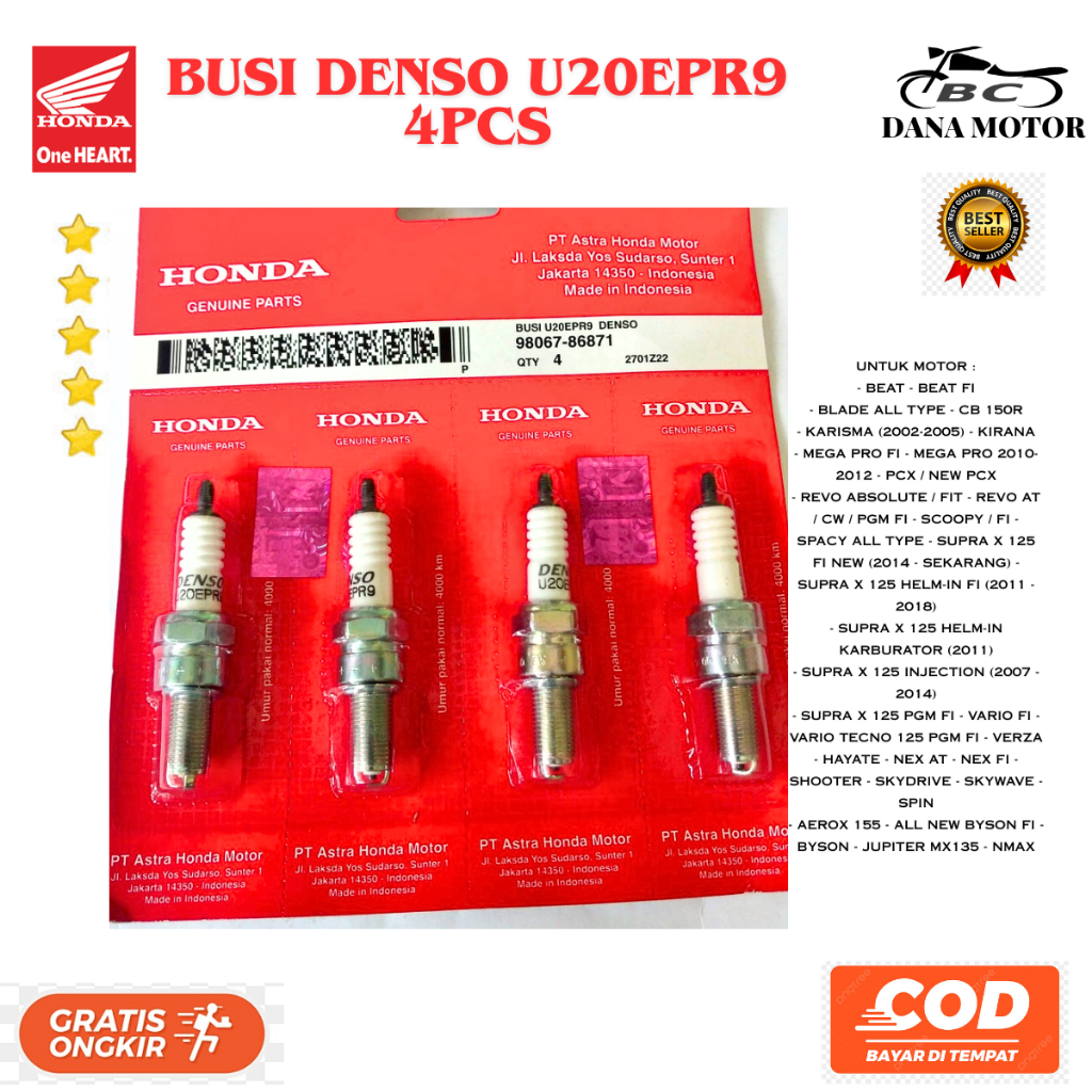 Busi Denso U20 Bebek / Busi Denso U20 Matic Ori / Busi denso Original Premium - U20EPR9