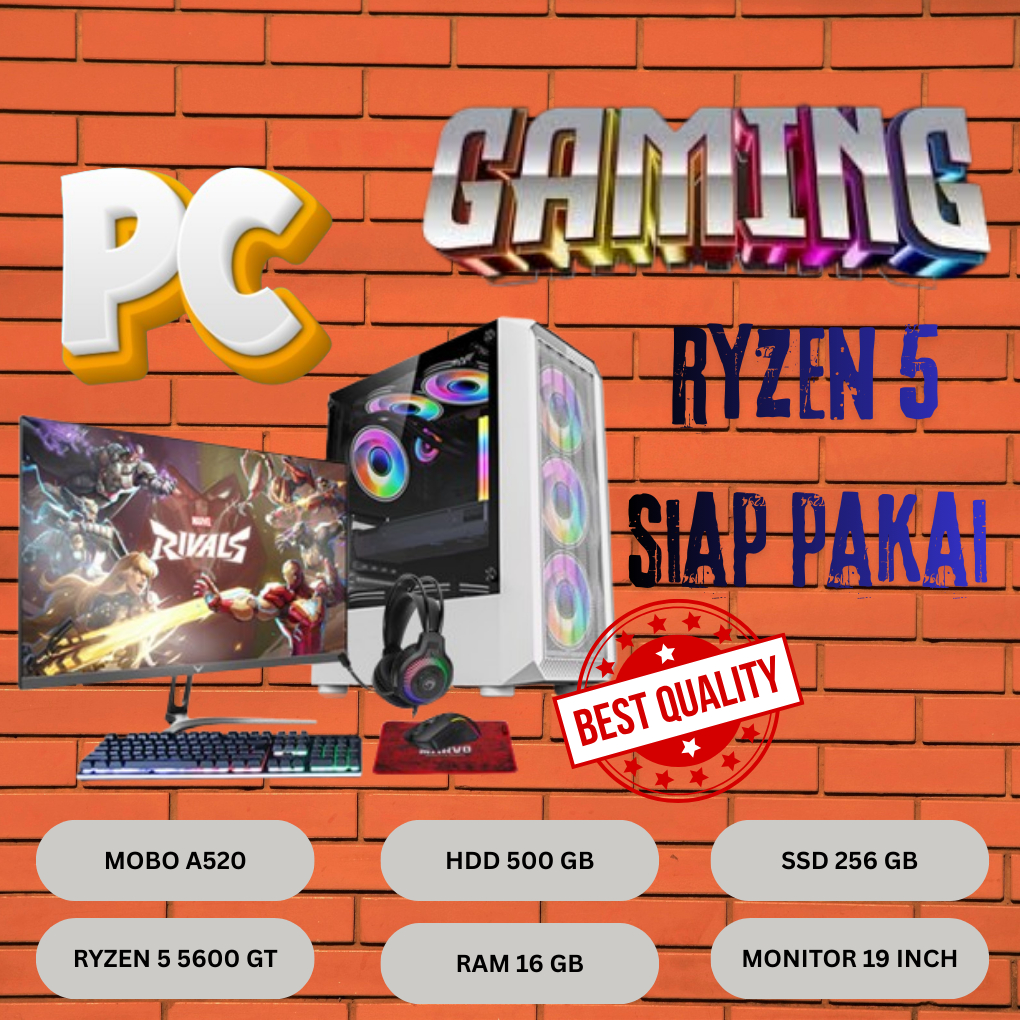 Pc Gaming fullset Ryzen 5 3400G Ram 16Gb 256gb Hdd 500GB Siap Pakai