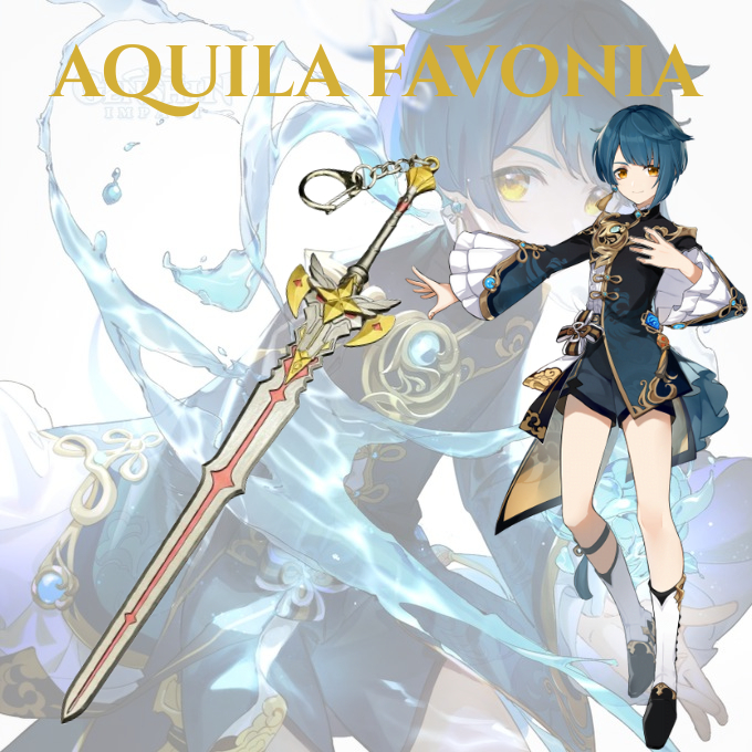 Gantungan Kunci Pedang Cinnabar Spindle Genshin Impact Albedo Metal 17cm - Replika Senjata Game Acti