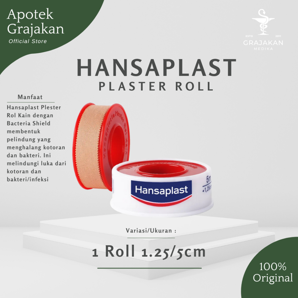 Hansaplast Roll Besar 1.25cm x 5m dan 1.25cm x 1m Plester Kain