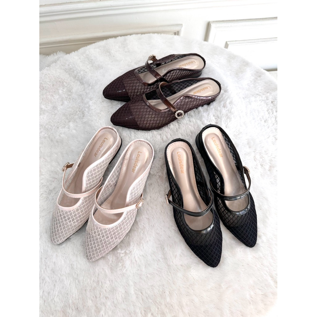 sendal sandal Louisdear wanita 002 bahan lace brokat