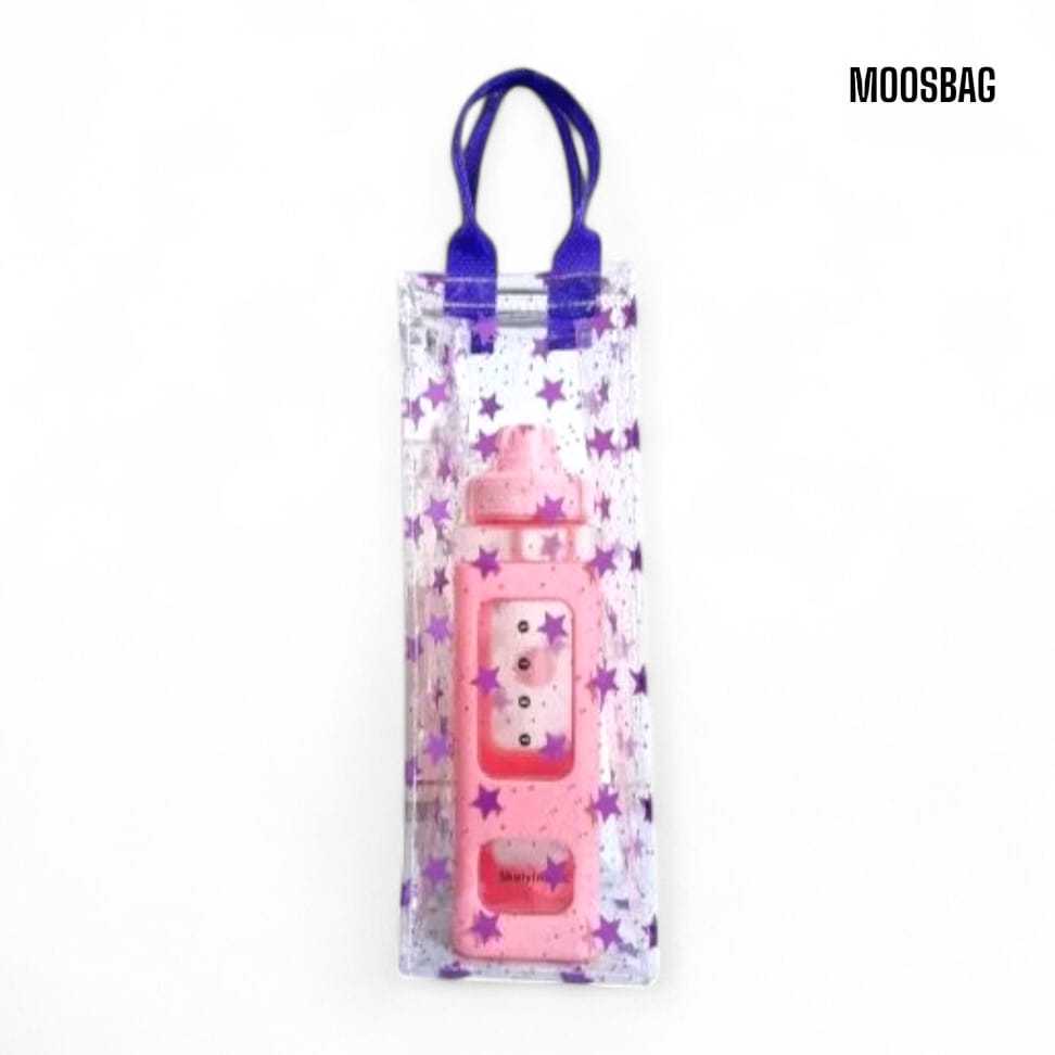 Tas Tumbler Botol 2 Liter Transparan Motif Bintang / Goodie Bag Mika Premium 0.5 / Tas Botol/ ToteBa