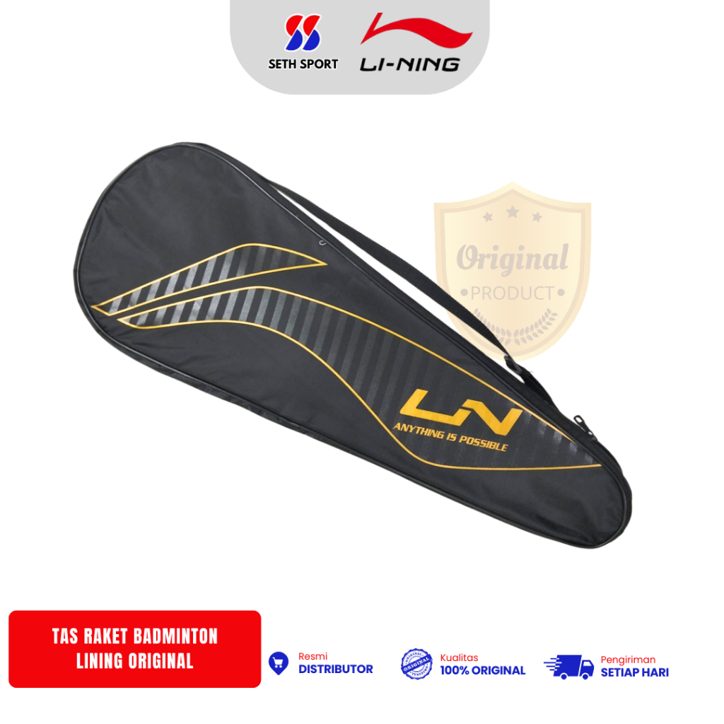 Tas Raket Badminton 1R Lining Original- Gold/Silver