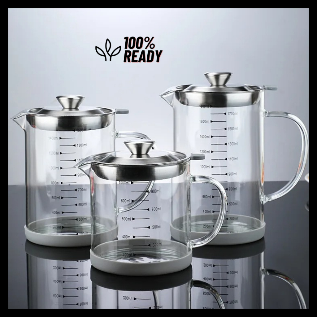 Botol Penyaring Minyak Goreng Kaca Tahan Panas Saringan Ergonomis 1000ml 1500ml 1800ml