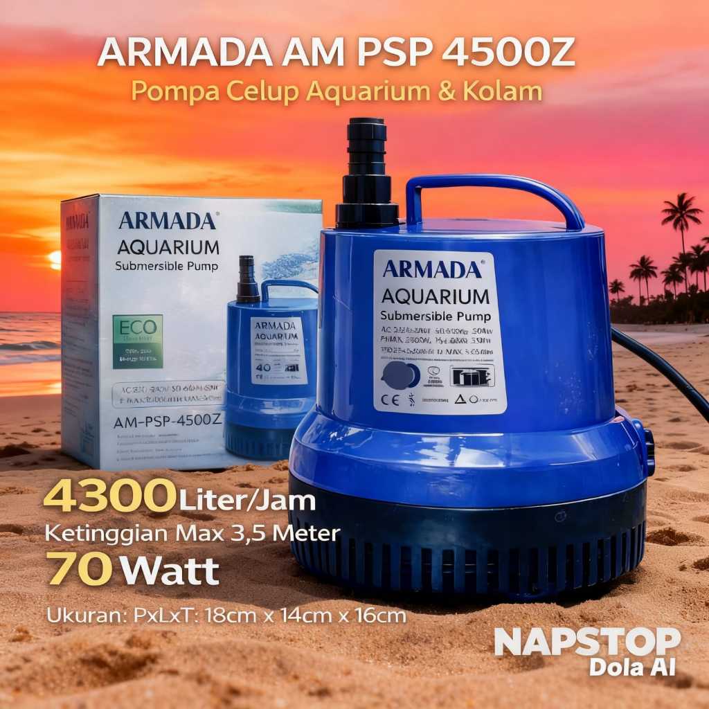 Mesin Pompa Celup PENGUIN ARMADA AM PSP 4500Z 4500 Z Filter Bawah Aquarium Aquascape Air Terjun Kola