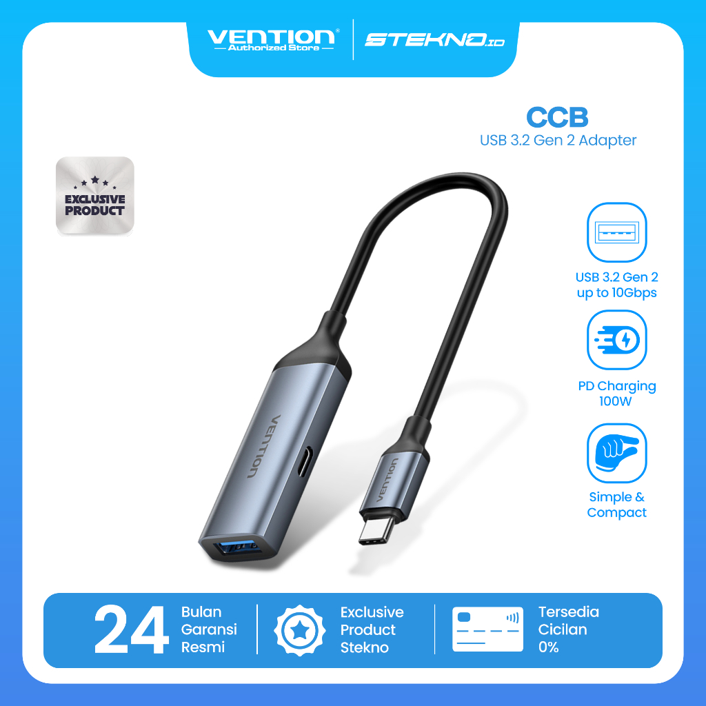 Vention 2in1 USB 3.2 Gen 2 Type C Adapter OTG High Speed with PD 100W Macbook Laptop HP Tablet Andro