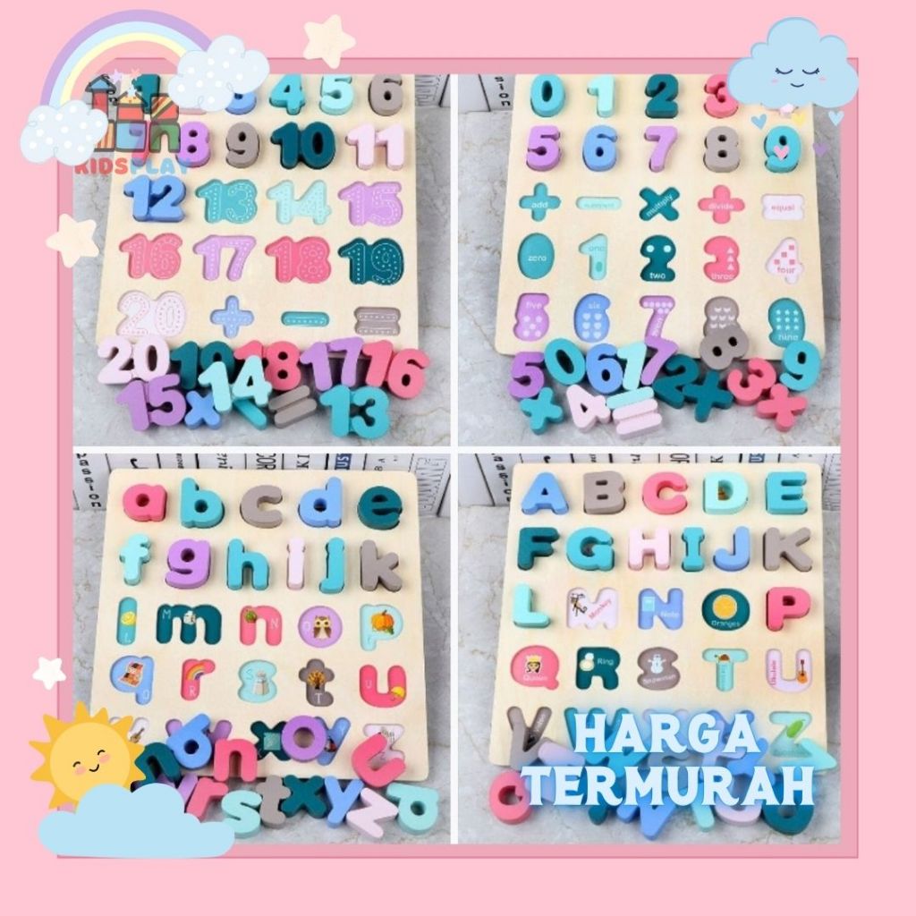 Ohye Chunky Puzzle Pastel Wooden Puzzle Anak Puzzle Kayu Jigsaw Puzzle 3D Mainan Edukasi 162-29