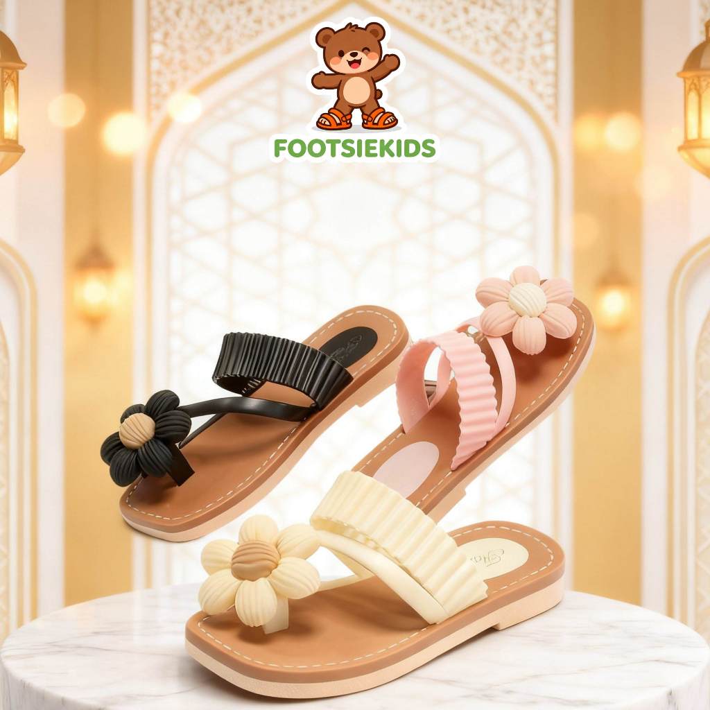 FOOTSIEKIDS Sandal Anak Prempuan Wanita Premium TK SD Cewe Kekinian FlatShoes Umur 3-8 Tahun YN-809