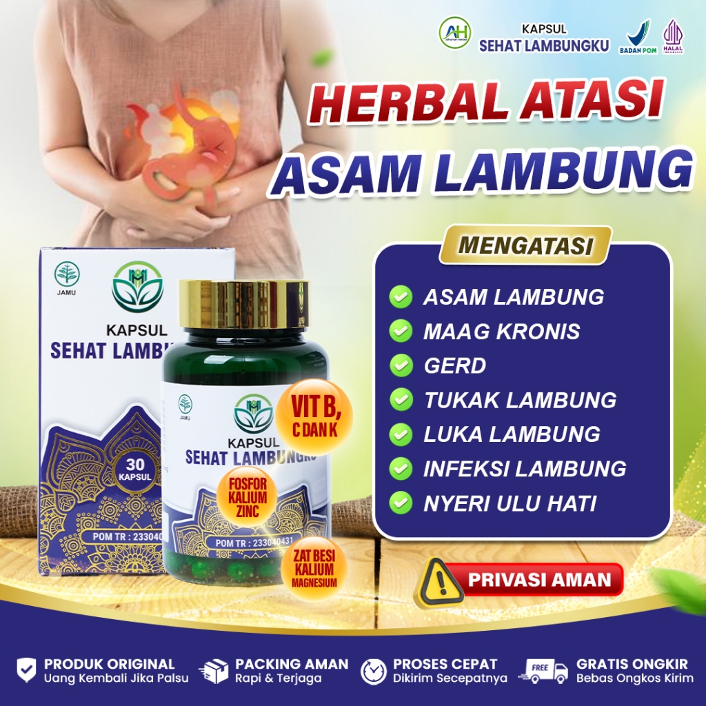 Obat Asam Lambung Maag Gerd Kronis Tukak Lambung Nyeri Infeksi Lambung Gerd - Kapsul Sehat Lambungku