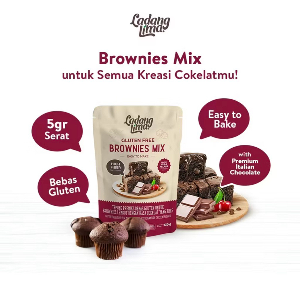 TEPUNG PREMIX BROWNIES GLUTEN FREE LADANG LIMA | TEPUNG BROWNIES MIX LADANG LIMA