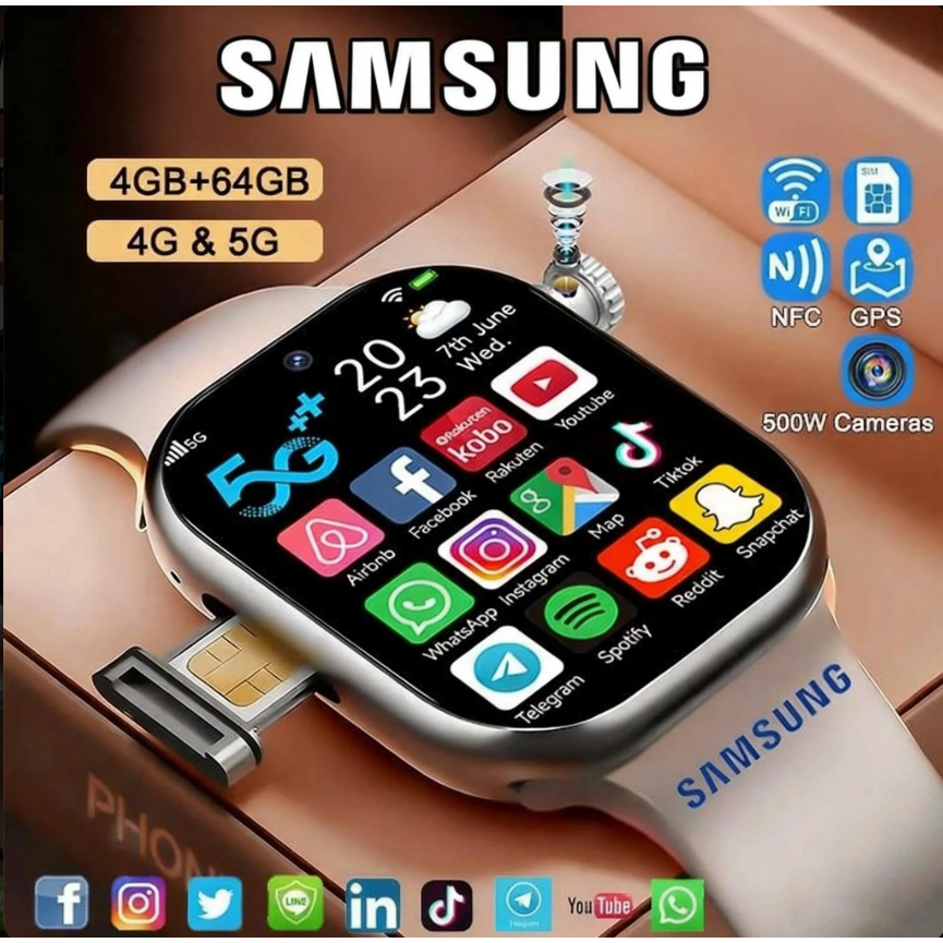 [4G/5G SIM card slot] Samsung SmartWatch 360° Kamera Bisa Video Call 4GB RAM+64GB ROM iWatch Series 