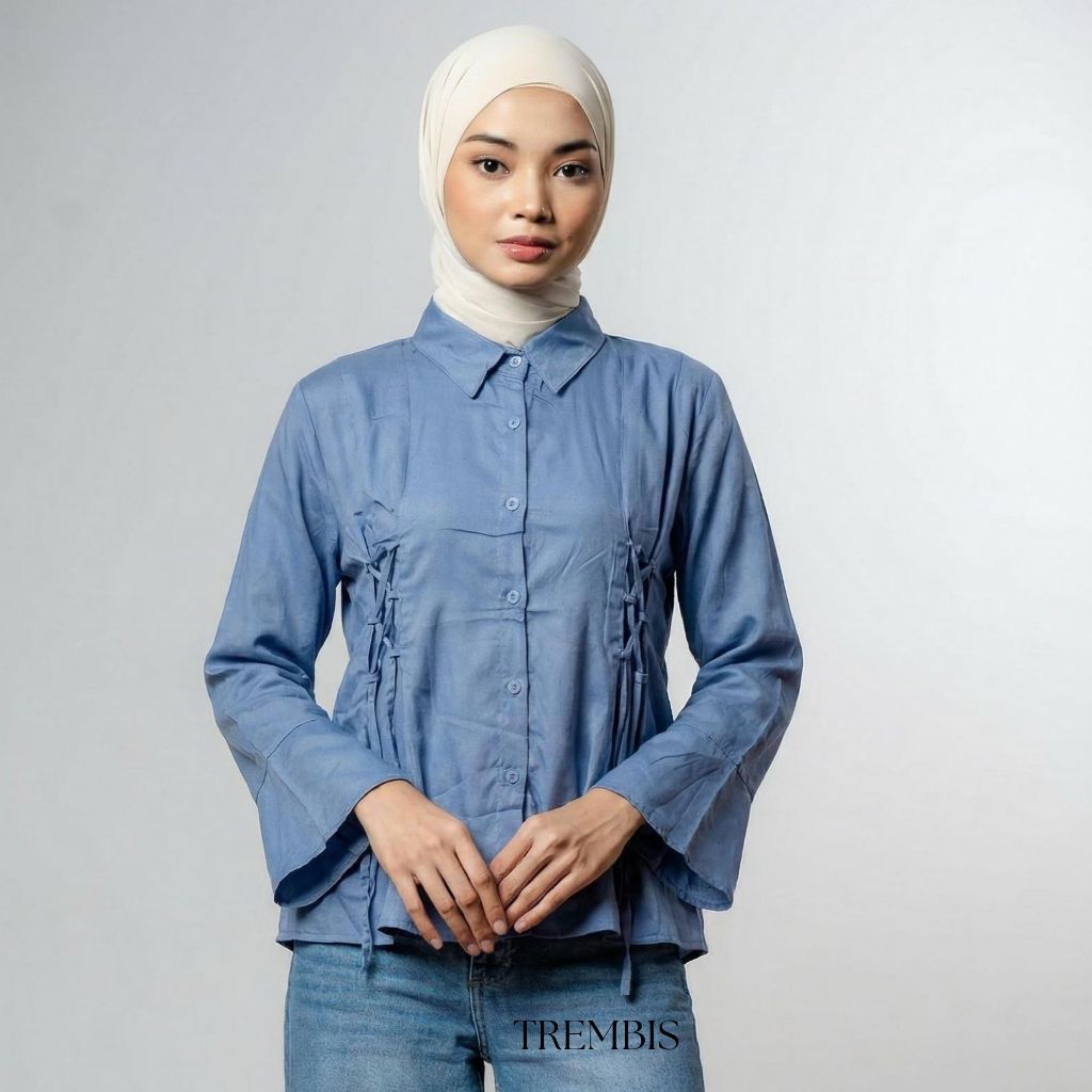 TREMBIS - KEMEJA WANITA LENGAN PANJANG LONCENG FITTED ZELA | ATASAN WANITA KOREAN STYLE AESTHETIC TO