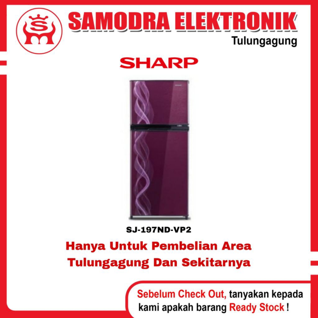 Kulkas SHARP SJ-197ND-VP2 | Kulkas 2 Pintu Sharp 172 L Merah Helix