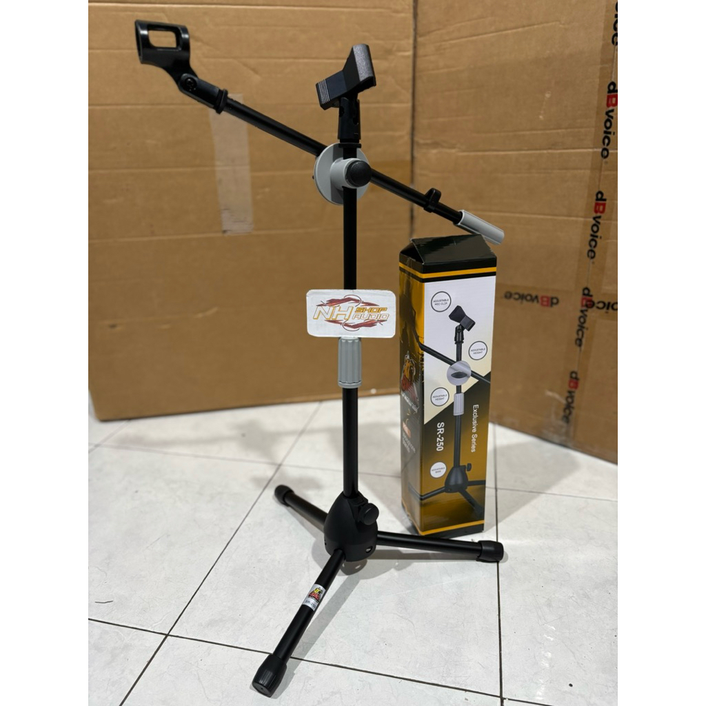 Stand Cagak Mic Pendek BMA SR-250 SR250 Double Mic SR 250 Tripod Stand Microphone Stand Mic Berdiri 