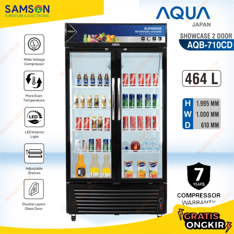 SHOWCASE AQUA 2 PINTU AQB-710CD / AQB-710 4 RAK 464 LITER