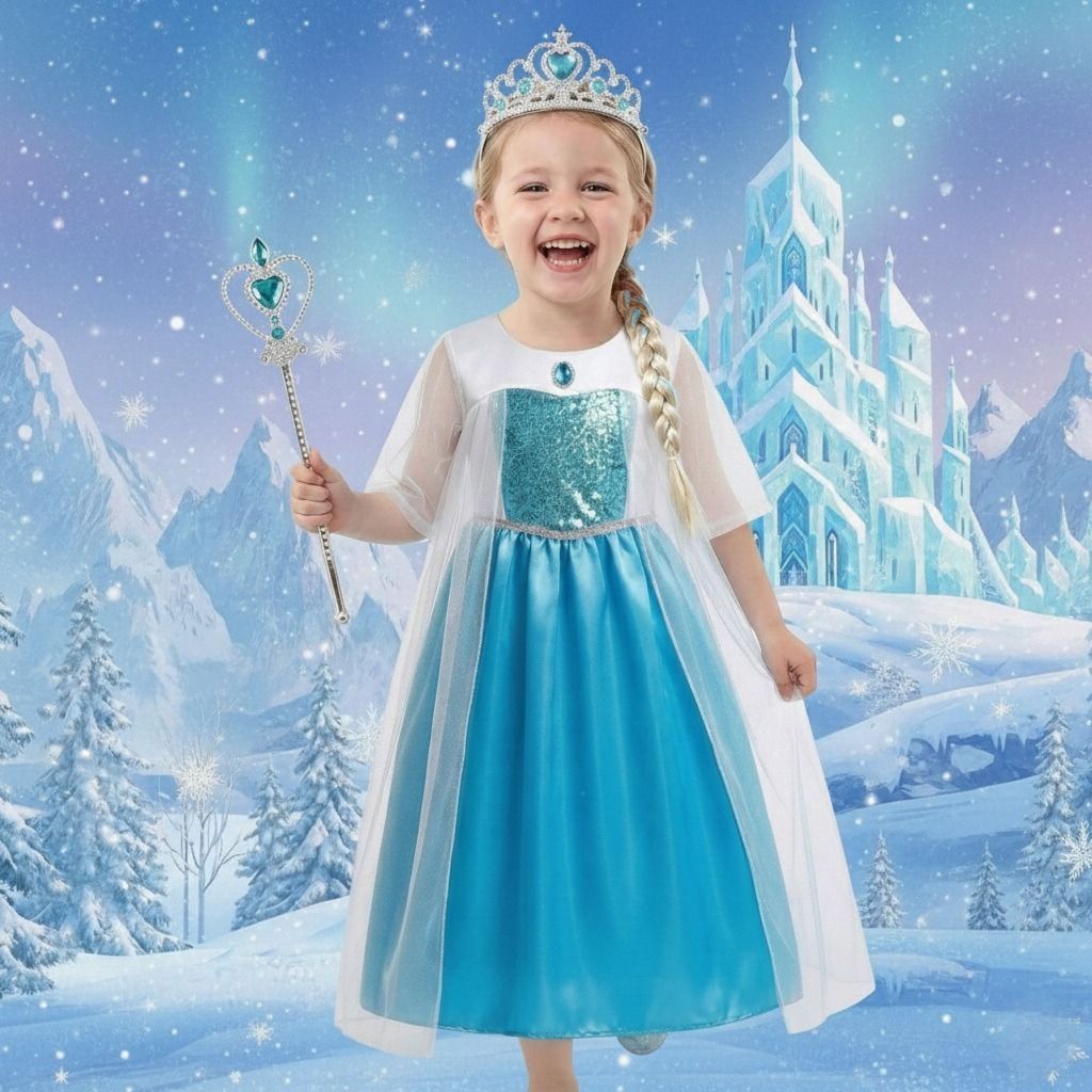 DRESS ELSA FROZEN GAUN PRINCESS ANAK 2-10TAHUN ULANG TAHUN PESTA LEBARAN 2026