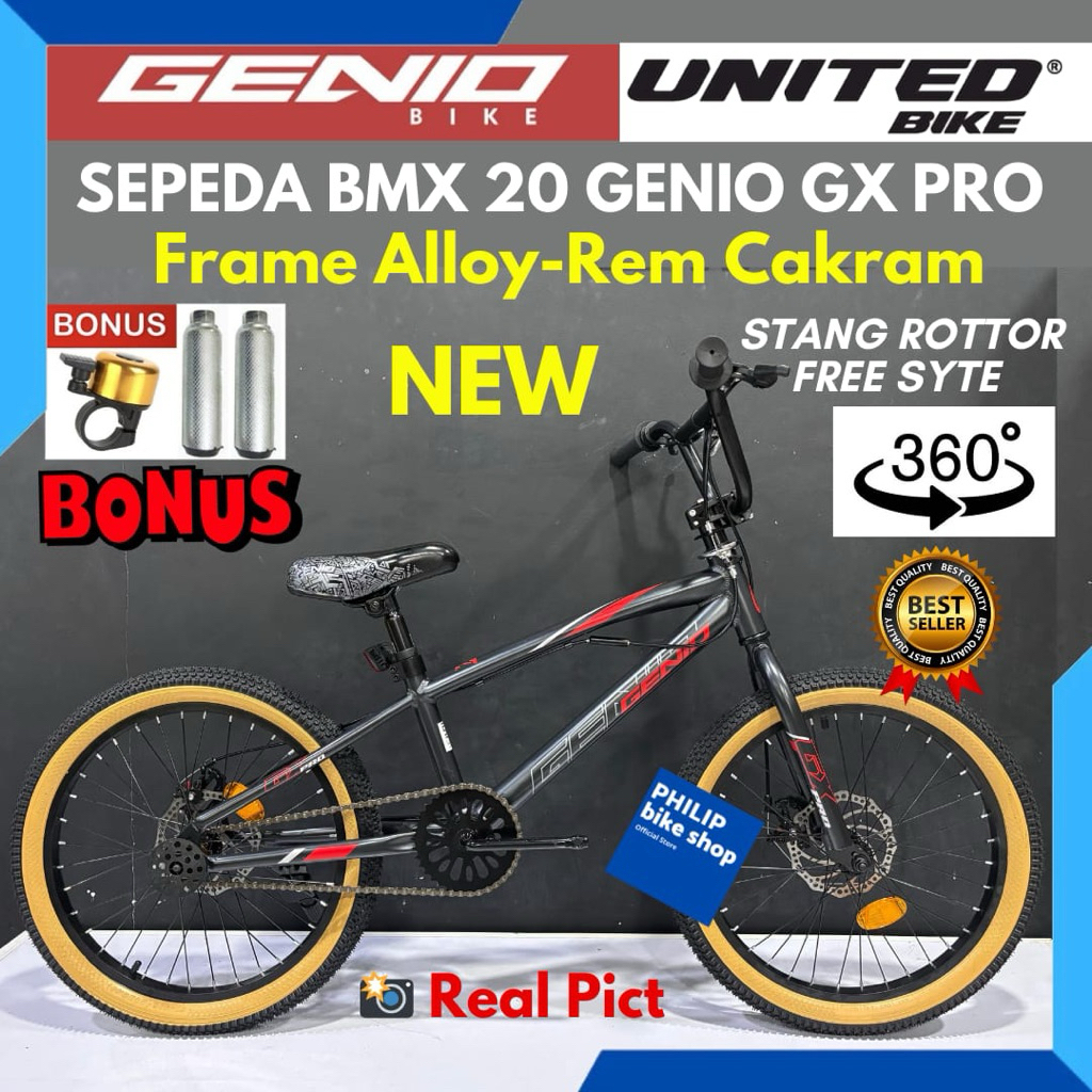 Sepeda Anak Laki Laki BMX 20 Geniobike GX PRO Frame Alloy By United Bike Terbaru