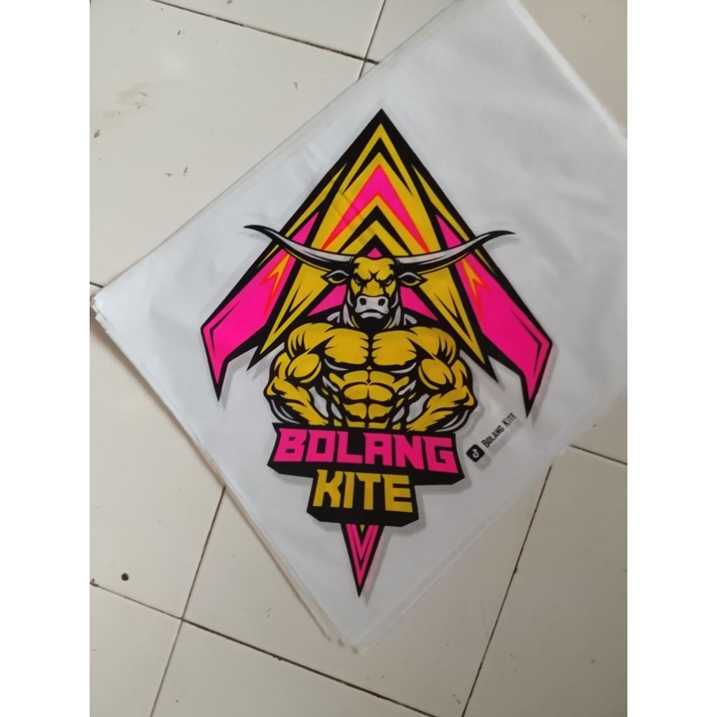 kertas layangan sablon 3 warna motif sukhoi banteng otot