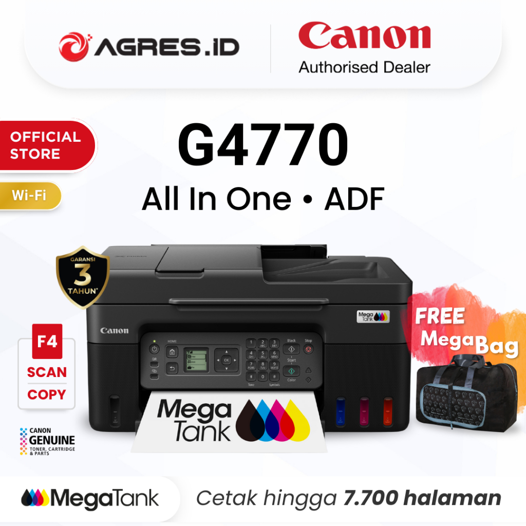 Printer F4 Canon G4770 - Ink Tank ADF Print Scan Copy Folio Wireless Wifi FAX All In One - Original 