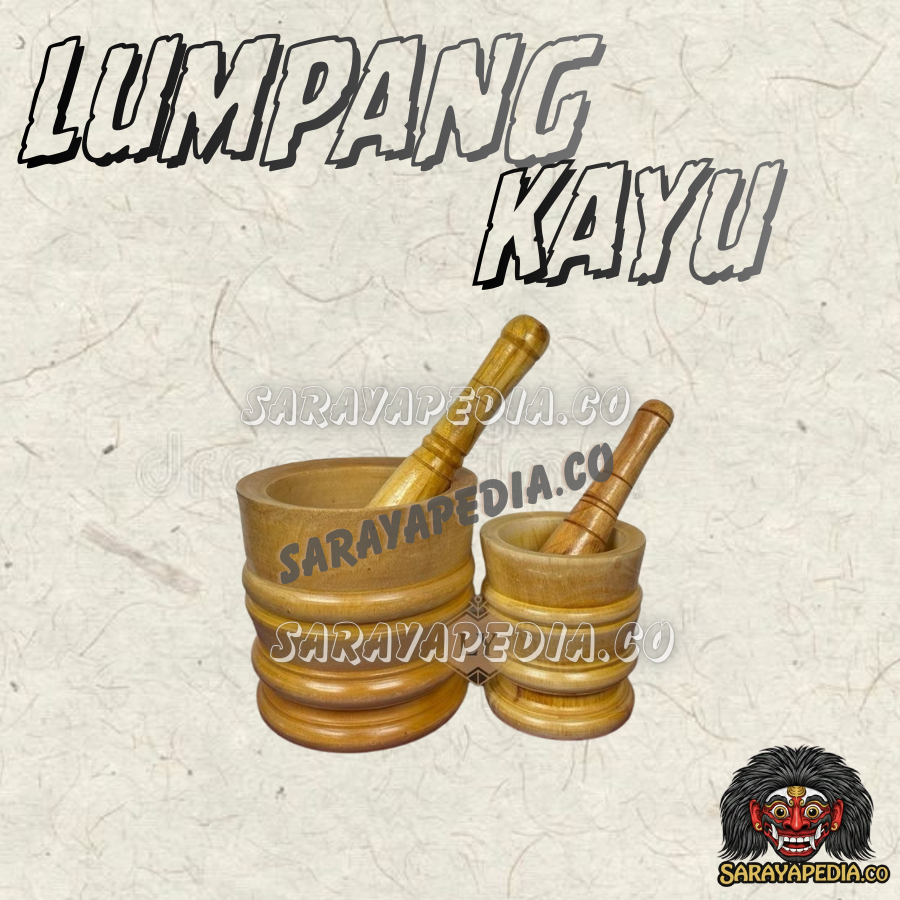 LUMPANG KAYU / LESUNG KAYU ALAT TUMBUK BUMBU. KAYU MAHONI. BESAR DAN KECIL