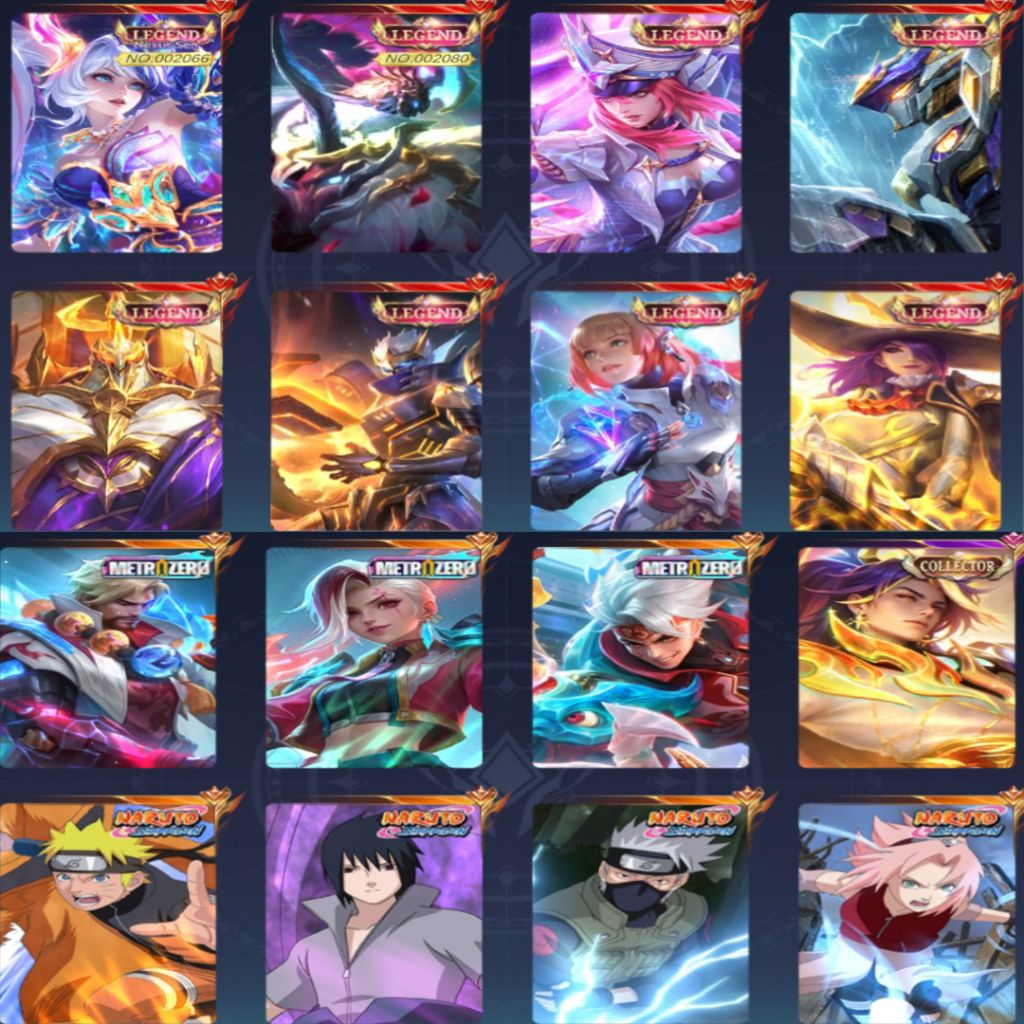 akun mobile legends hero skin banyak