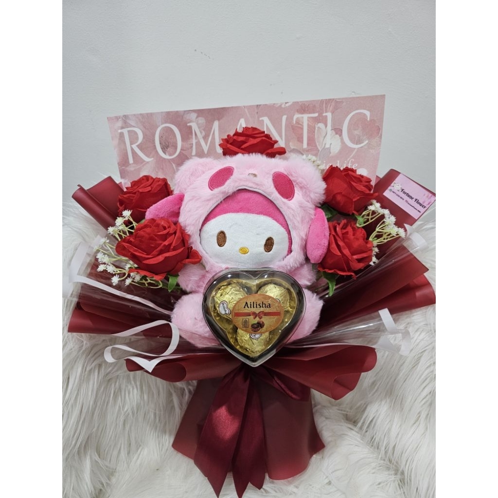 buket bunga+coklat+boneka