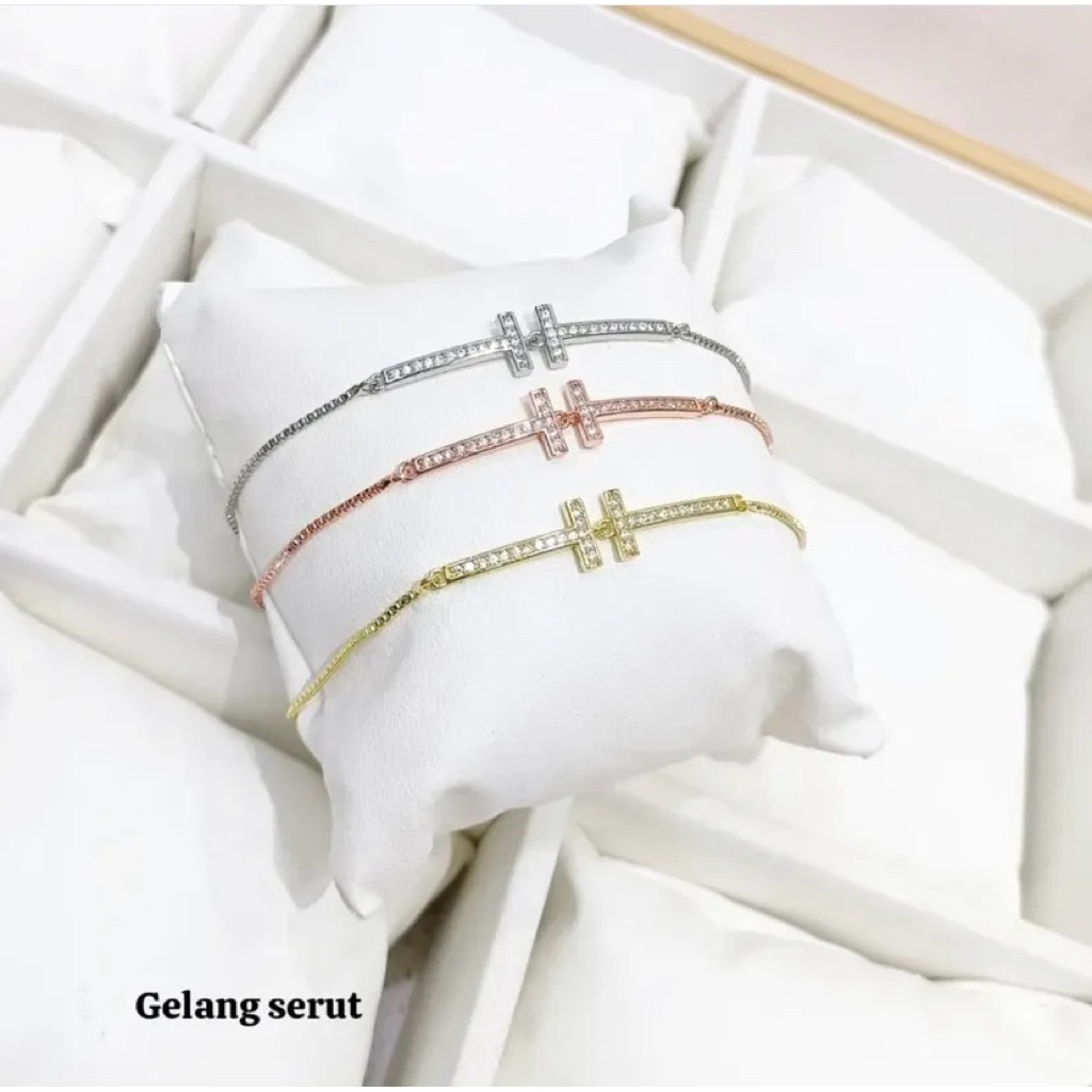 Keikoonlineshop Gelang Serut Fashion wanita titanium Logo H / Bracelet serut titanium asli