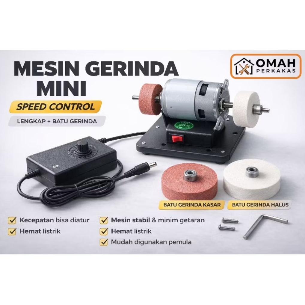 Mesin Gerinda Mini Desktop 2-in-1 / Alat Pengasah Pisau & Polishing Portable + 2 mata batu