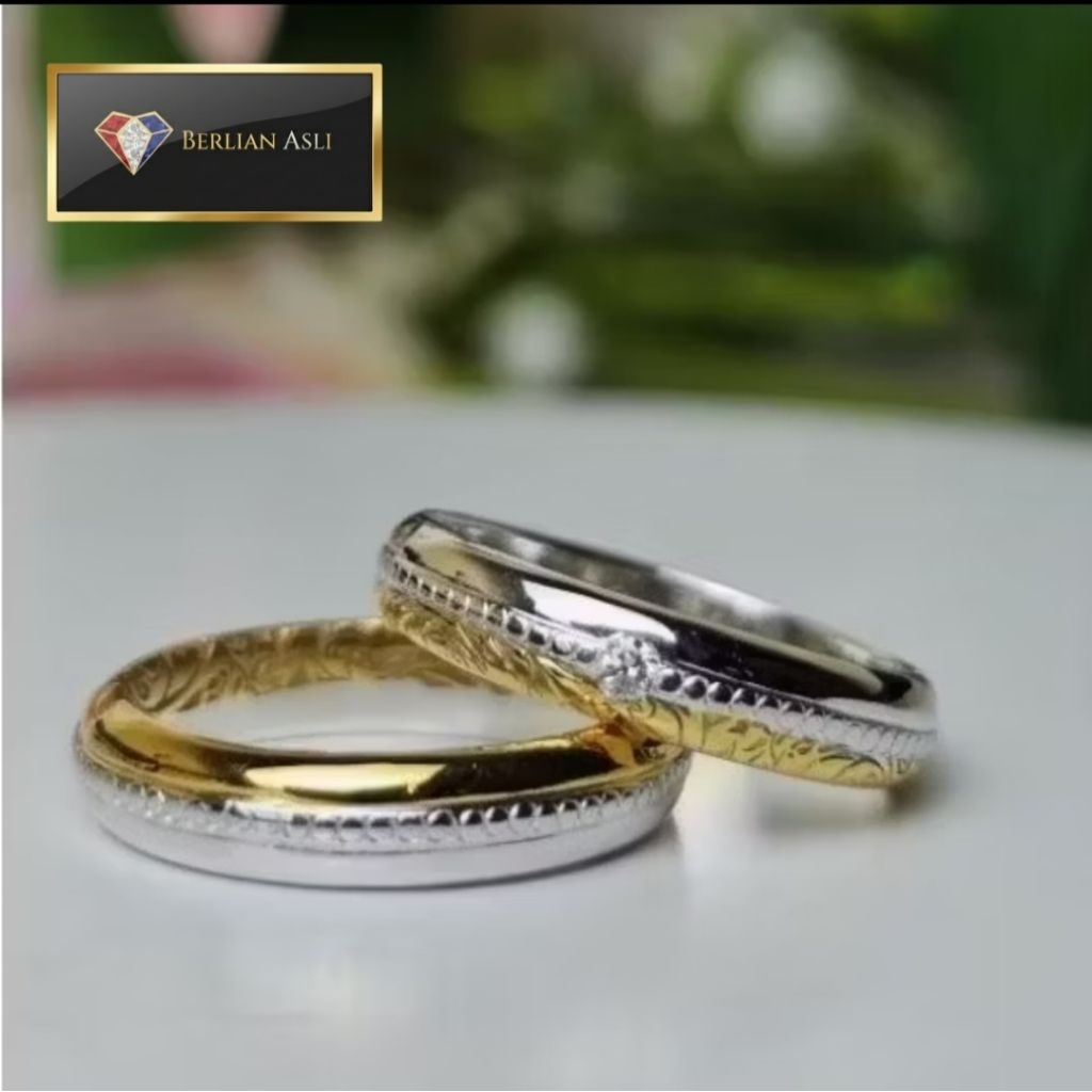 Cincin Kawin Couple Berlian Asli Emas Palladium TP 12-051