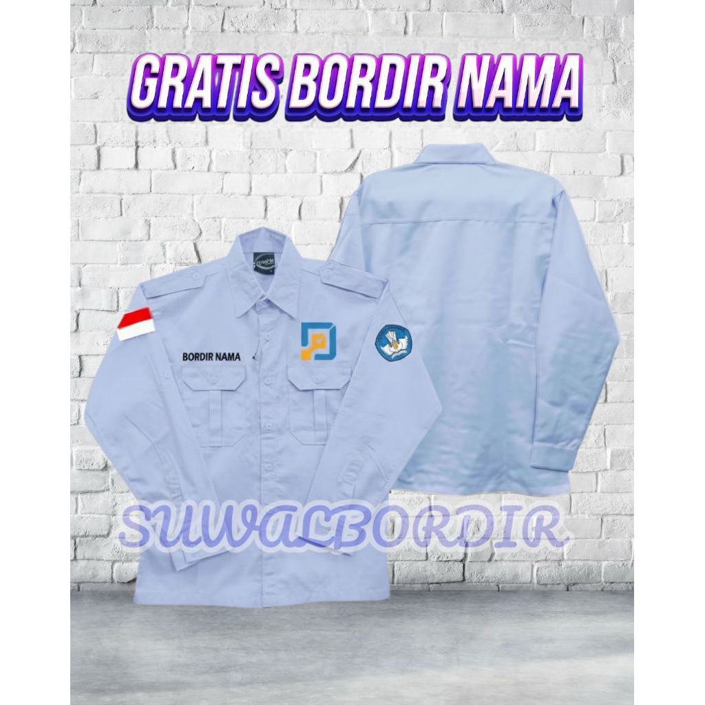 KEMEJA DAPODIK LENGAN PANJANG TERBARU SERAGAM DAPODIK KEMEJA BORDIR DAPODIK