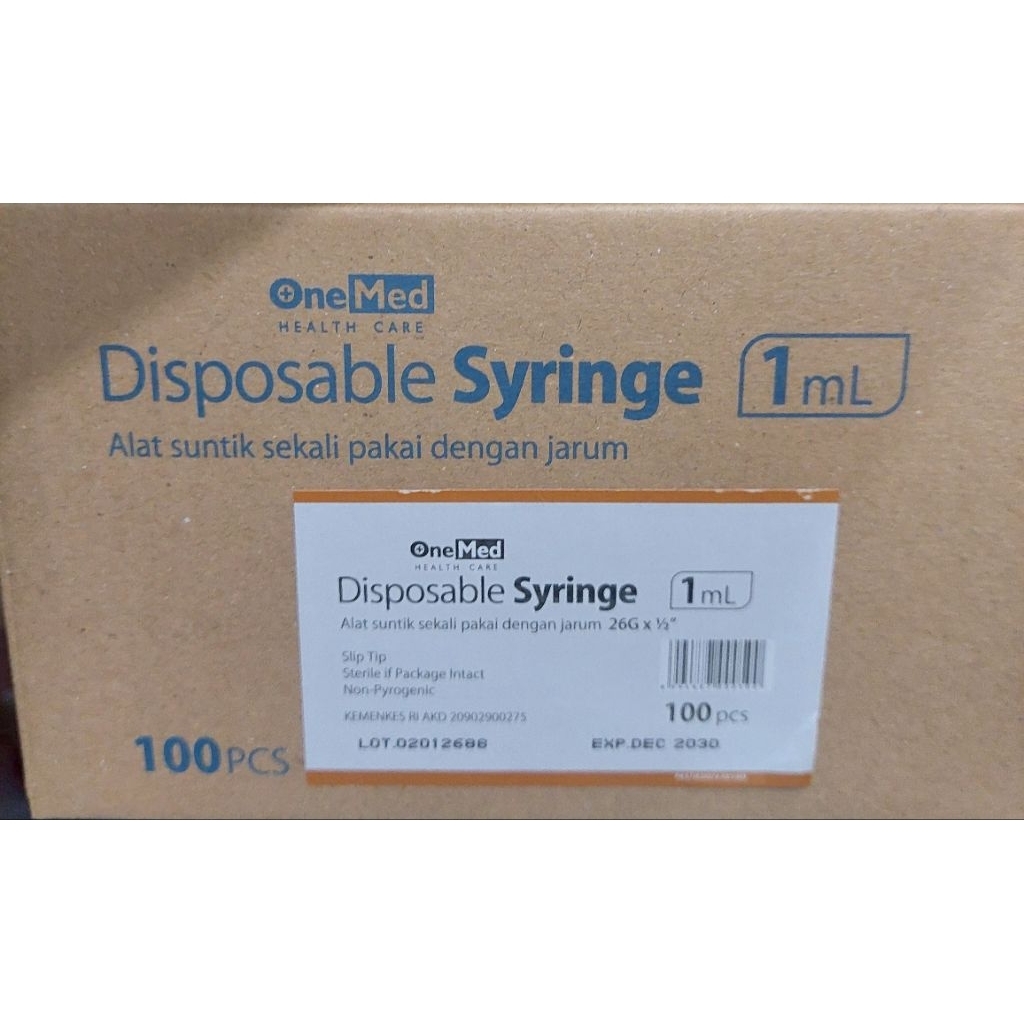 1 Box OneMed Syringe 1 cc/onemed spuit 1 cc