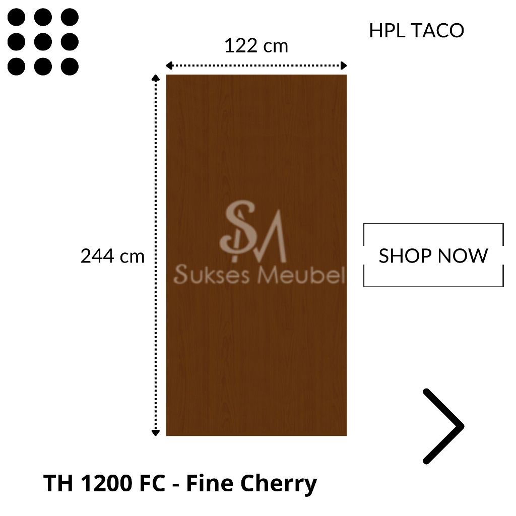 TACO HPL Woodgrain TH 1200 FC - Fine Cherry | Per 1 Lembar Ukuran 122cm x 244cm