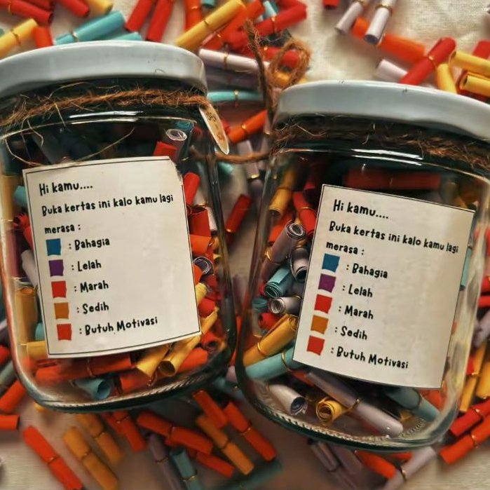 JAR OF NOTES WISH | MESSAGES IN JAR (Gratis Pouch Blacu) UNIK DAN LUCU MENYESUAIKAN MOOD PRIA WANITA