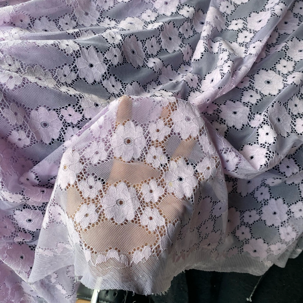 kain brukat kebaya warna lilac / brukat katun premium ukuran satu baju kebaya
