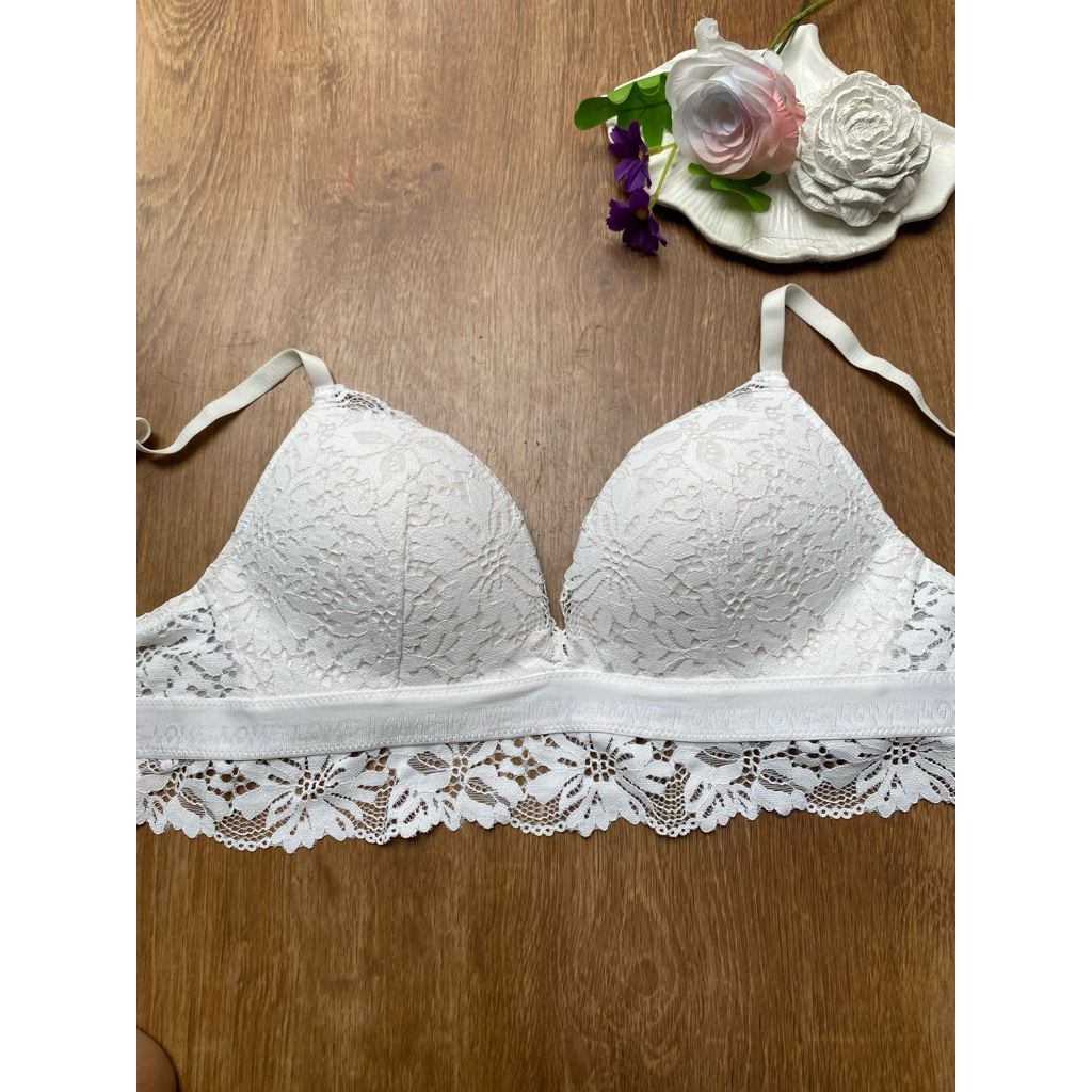 H&M BRA TANPA KAWAT BRA HITAM LACE BUSA TEBAL PUSH UP BRA BRANDED SIZE 34B 34D 34E 34F D75 E75 F75 P