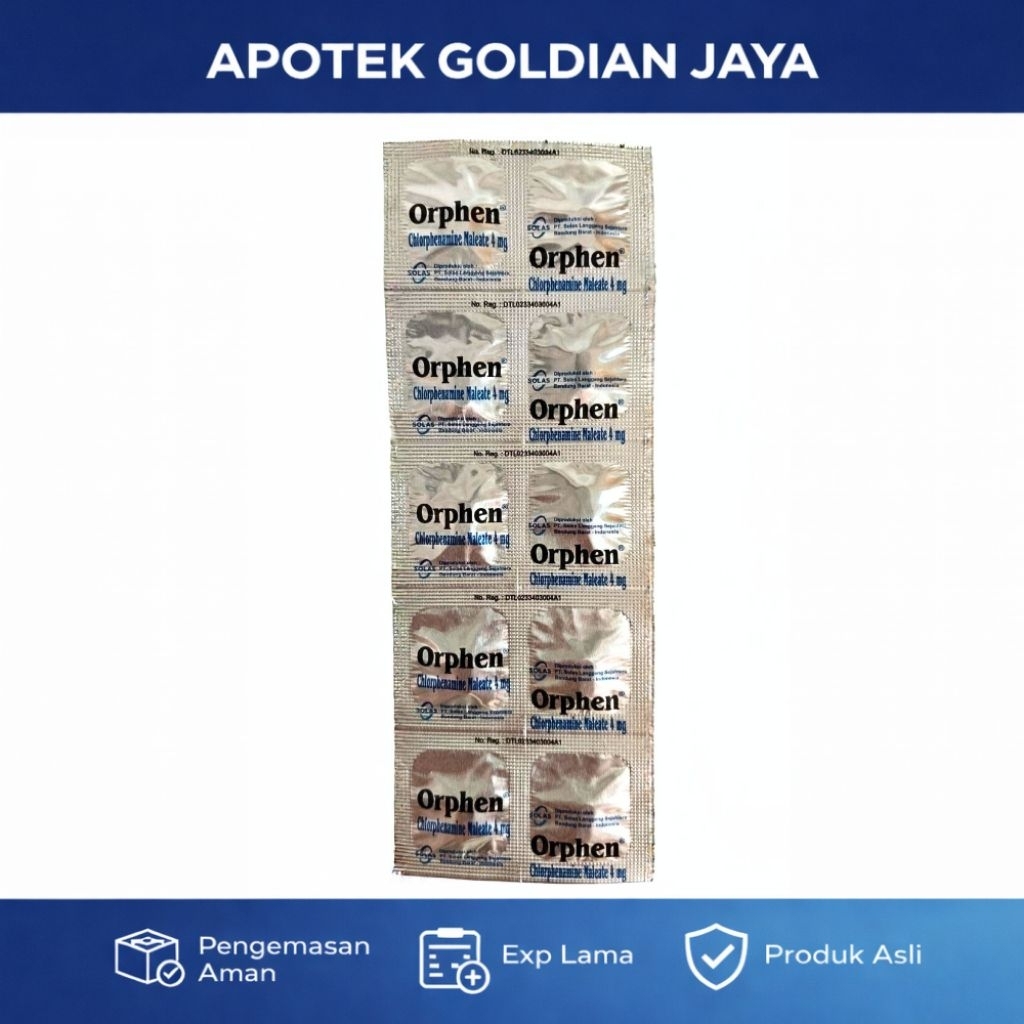 ORPHEN Tablet 4mg - Obat Alergi Kaligata, Biduran, Bentol, Alergi Makanan & Cuaca