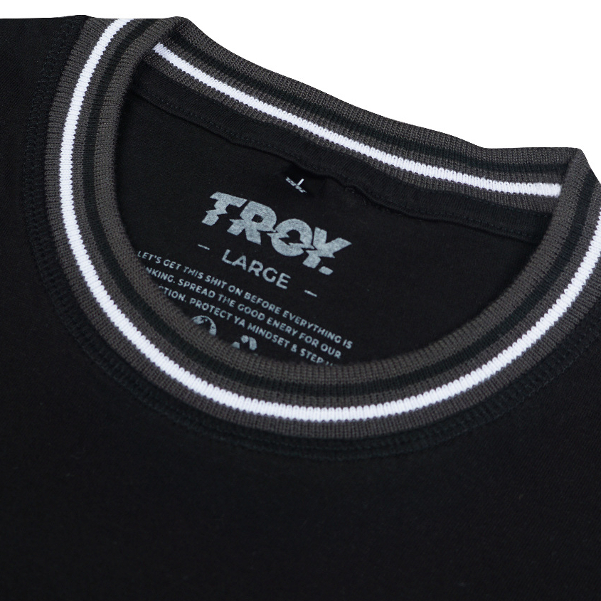 Troy Company Neck Stripe Tshirt Black Crusader - Kaos Lengan Pendek Kaos Hitam KST 3329-3A1W1B