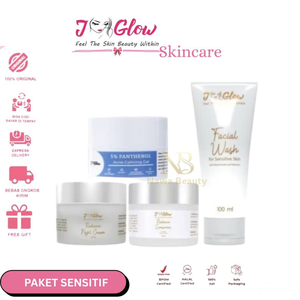 JGLOW PAKET Sensitif - Jglow Skincare Mengatasi wajah sensitif