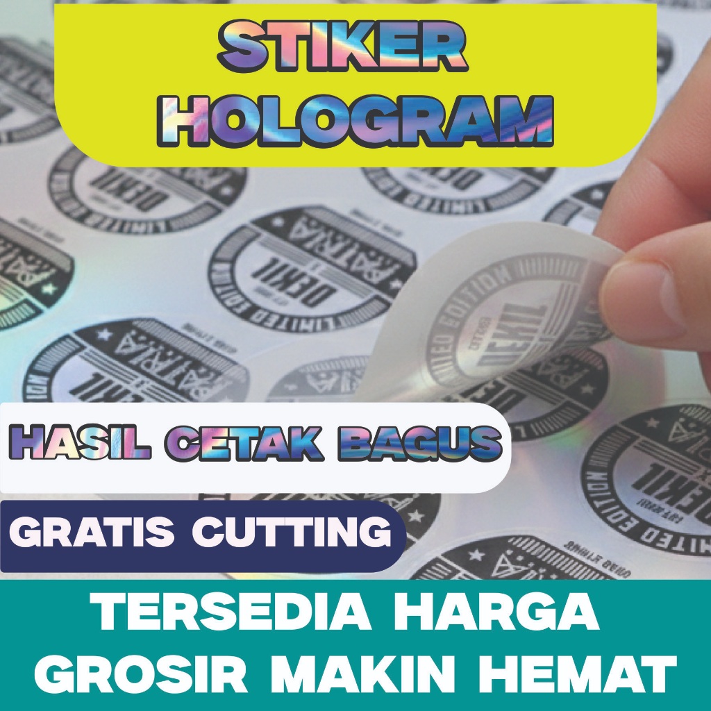 Cetak Stiker Hologram / Print Stiker Hologra A3+ / cetak Label Stiker Hologram  Ffree Cutting Kisscu
